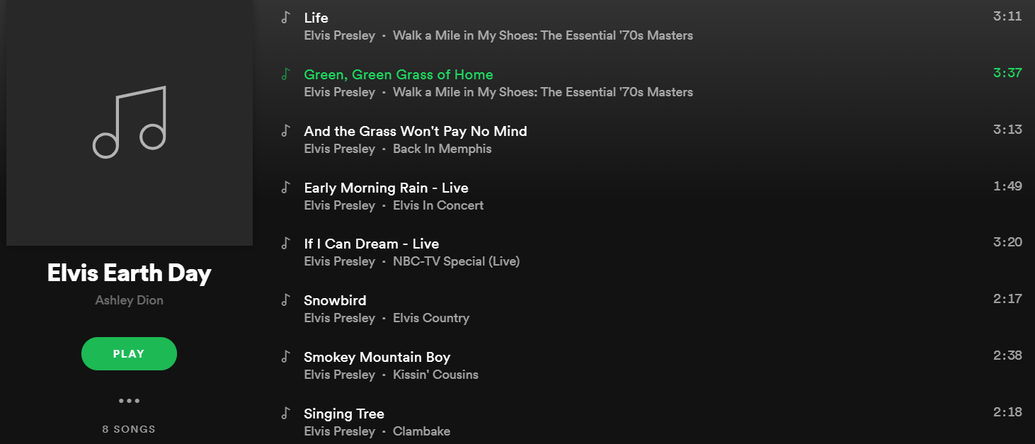 Elvis Earth Day Spotify